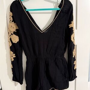 L*Space Black Coverup with Gold Floral Details